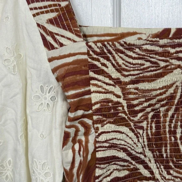 Anthropologie Love the Label Smocked Puff Sleeve Eyelet Blouse W2277 Sz M - Picture 9 of 11